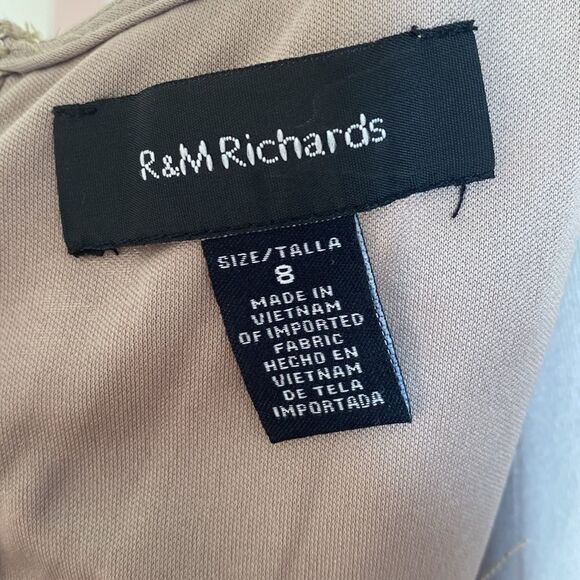 Vintage 90's Cream Knit Lace & Gold Sequin R&M Richards Midi Cocktail Gown Sz 8 - Picture 8 of 13